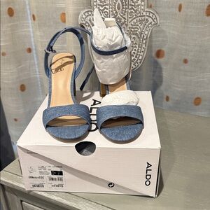 Aldo Denim Blue Heeled Sandals
